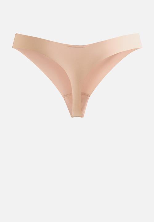 H&M - 3-Pack invisible thong briefs with lycra - light beige