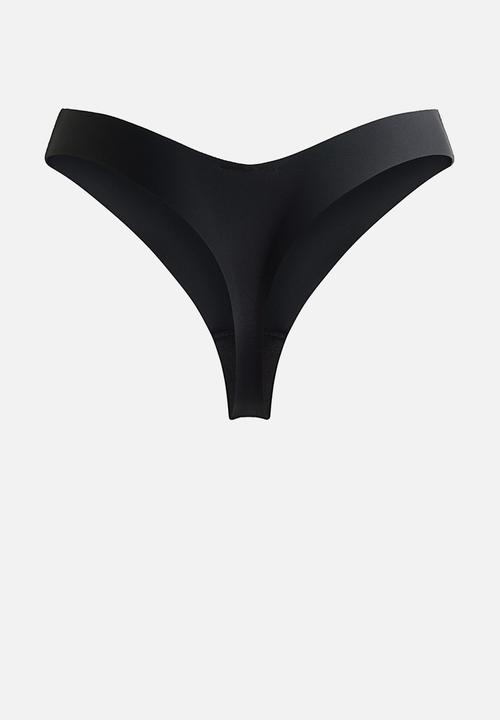 H&M - 3-Pack invisible thong briefs with lycra - black