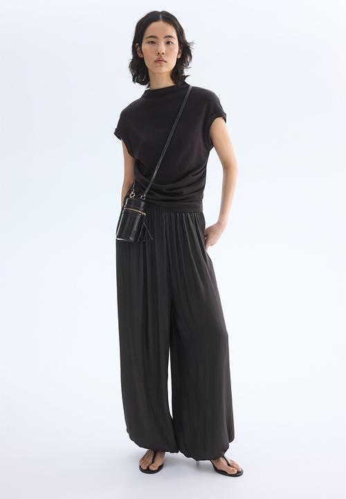 H&M - Draped fine-knit top - dark brown