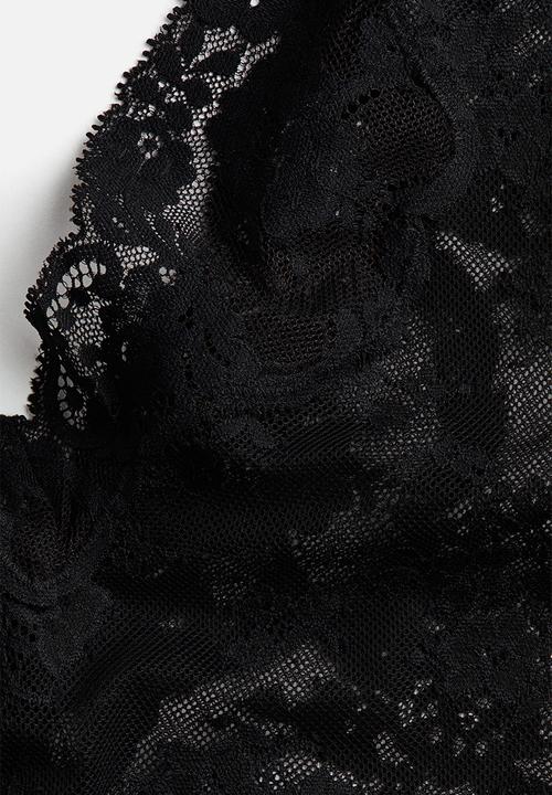 H&M - V-neck lace body - black