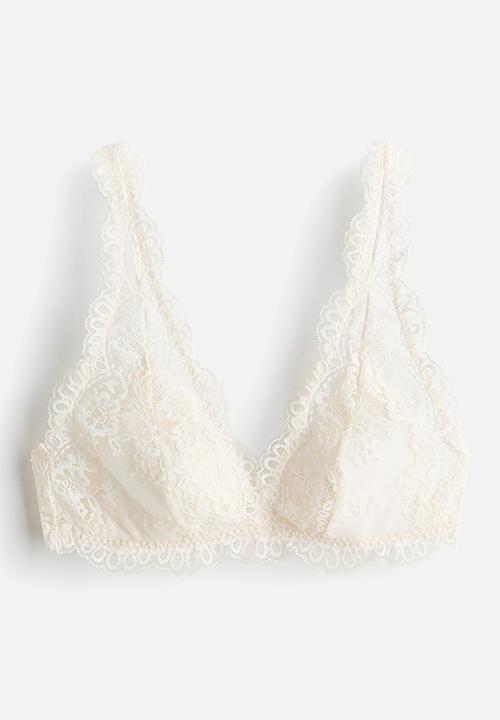 H&M - Padded soft lace bra - cream