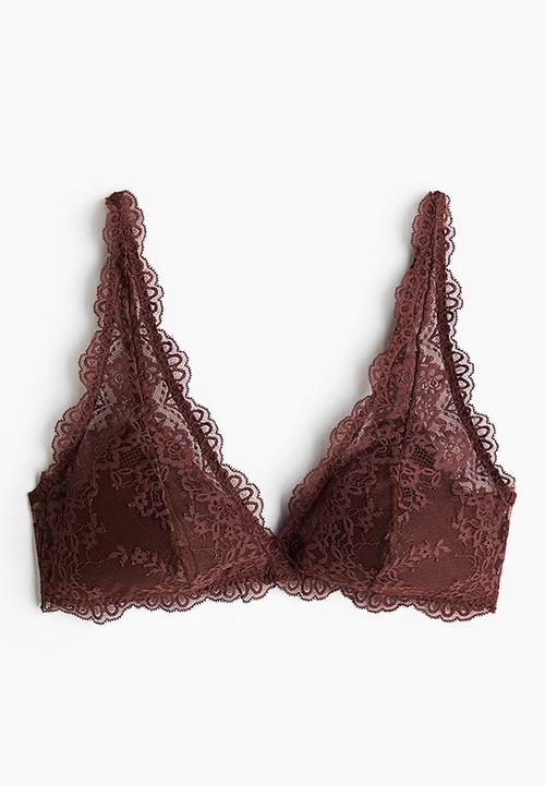 H&M - Padded soft lace bra - rust brown