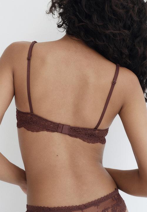 H&M - Padded soft lace bra - rust brown