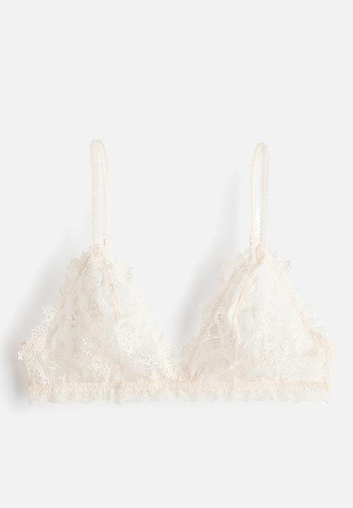 H&M - Embroidered soft bra - cream