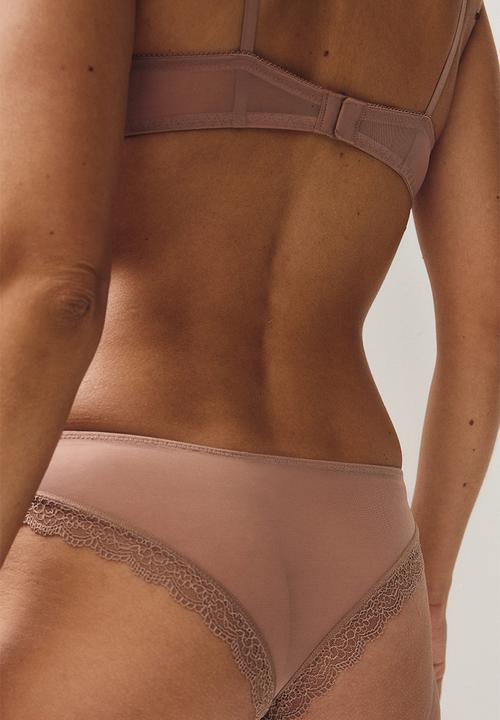 H&M - Embroidered brazilian briefs - light brown