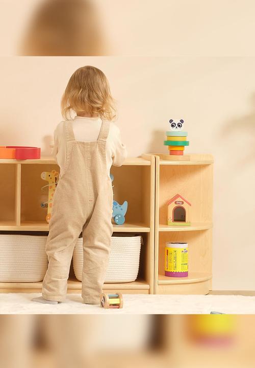 Greenbean Learning - Wooden Corner Shelf and Toy Storage for Kids Room: Plywood