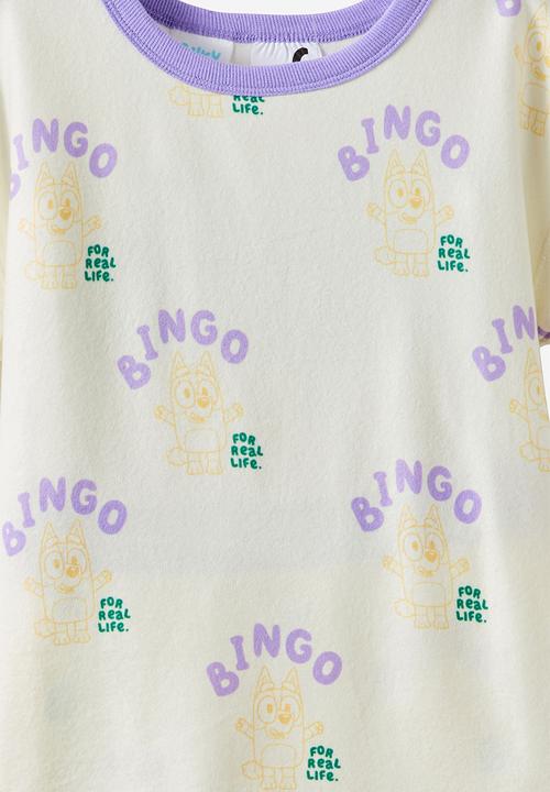 Cotton On - Snoozesoft Short Sleeve Pj Set License - Lcn Blu Dark Vanilla/Bingo Hooray