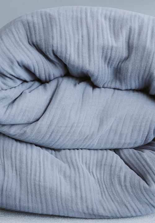 H&M - Muslin double/king duvet cover set - dusty blue