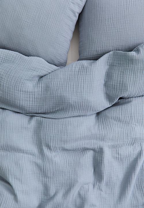 H&M - Muslin double/king duvet cover set - dusty blue