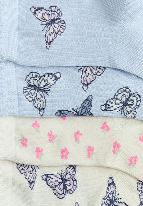 H&M - 7-Pack socks - light blue/butterflies
