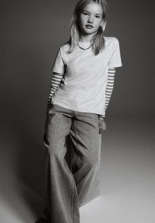 H&M - Wide leg jeans - light denim grey
