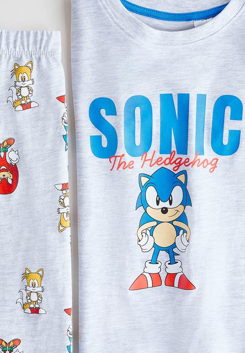 H&M - Printed cotton jersey pyjamas - grey/sonic the hedgehog