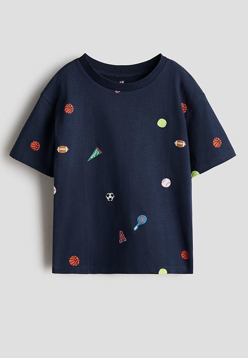 H&M - Printed T-shirt - navy blue/sports