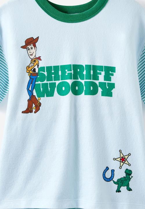 Cotton On - Snoozesoft Short Sleeve Boxer Pj Set License - Lcn Dis Blue Whisper/Sheriff Woody