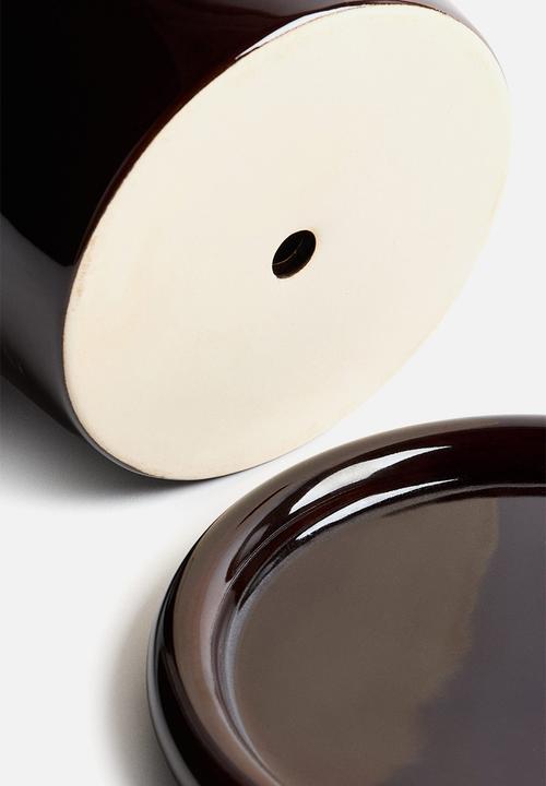 H&M - Stoneware plant pot with saucer - dark brown