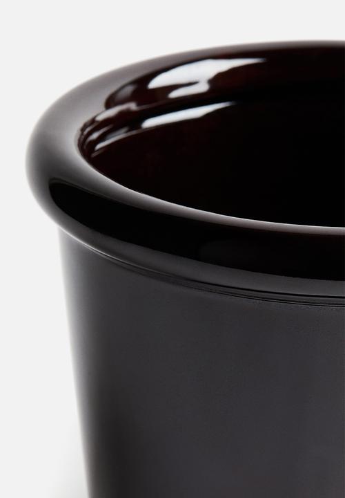 H&M - Stoneware plant pot with saucer - dark brown