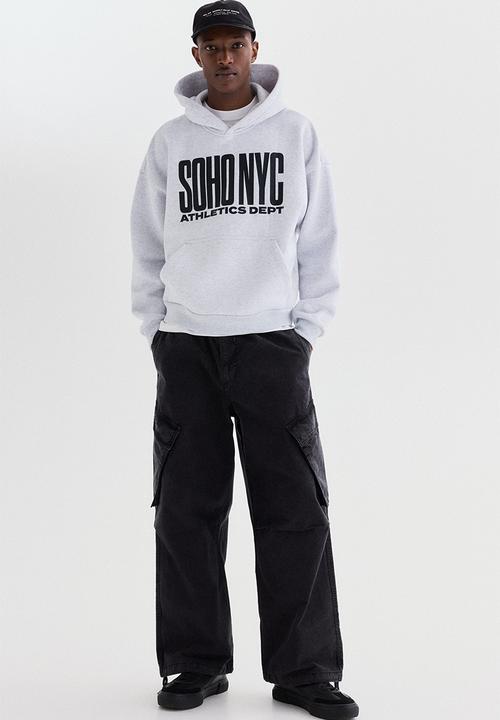 H&M - Loose fit hoodie - grey marl/soho nyc