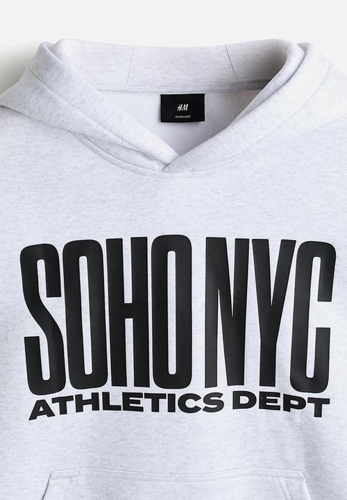 H&M - Loose fit hoodie - grey marl/soho nyc