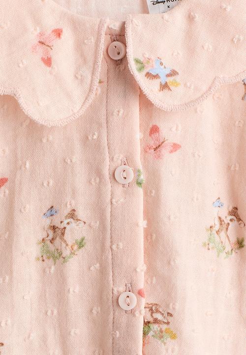 H&M - Printed cotton romper suit - light pink/bambi