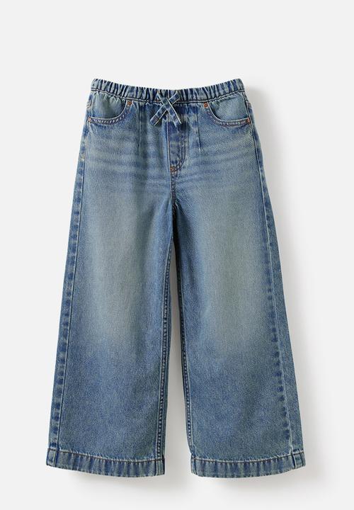 Cotton On - Relaxed Wide Leg Denim Jean - Blue Haven Mid Blue
