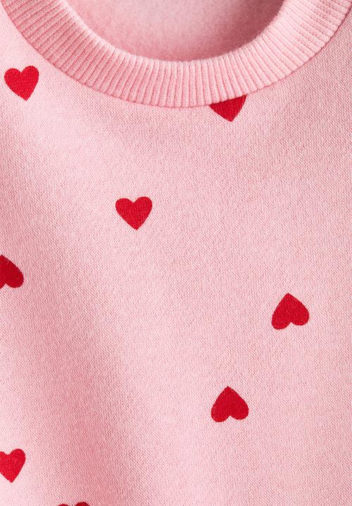 H&M - 2-piece printed sweatshirt set - light pink/hearts