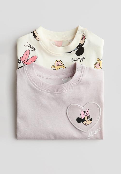 H&M - 2-pack printed cotton t-shirts - light purple/minnie mouse