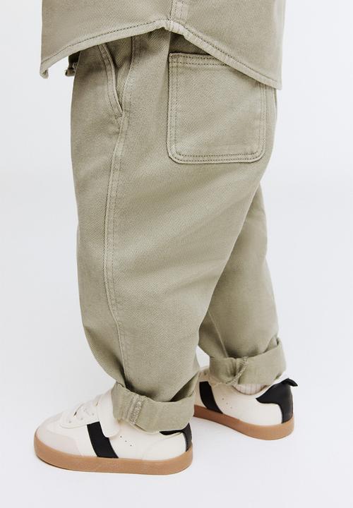 H&M - Cotton twill joggers - light khaki green