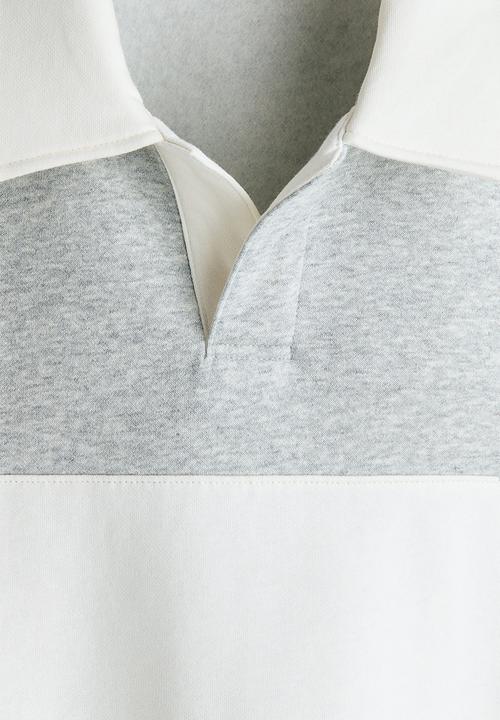 H&M - Loose fit rugby sweatshirt - light grey marl/colour block
