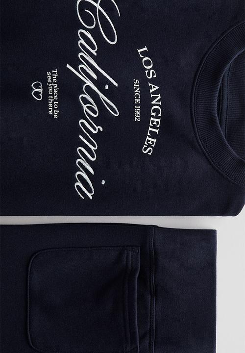 H&M - 2-Piece sweatshirt and joggers set - navy blue/california