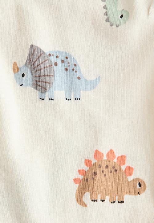 H&M - Printed bodysuit - light beige/dinosaurs