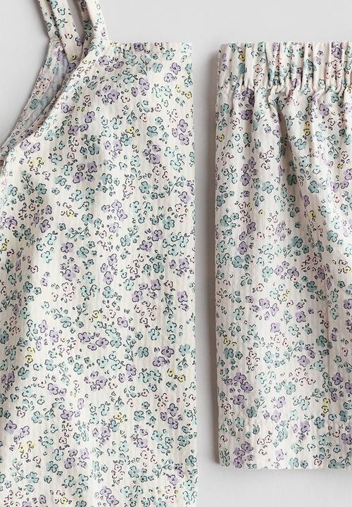 H&M - 2-Piece cotton seersucker set - cream/floral
