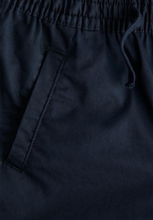 H&M - Loose-fit cotton twill joggers - navy blue