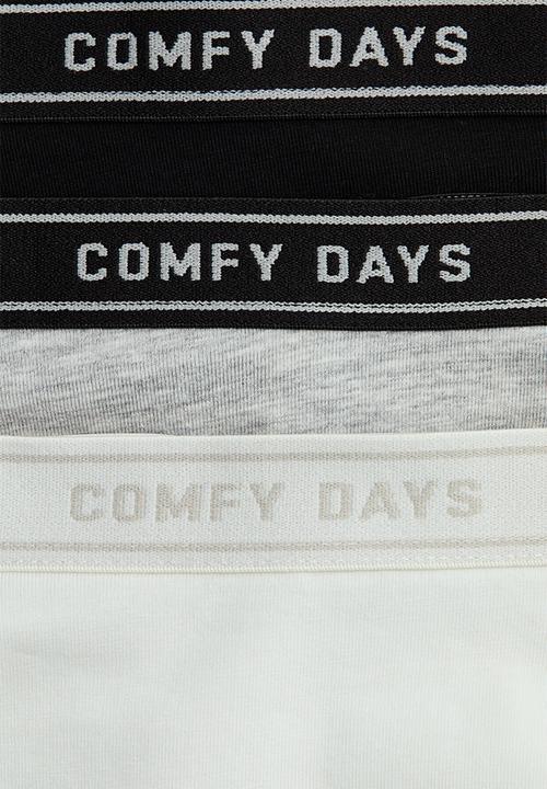 H&M - 5-pack text-motif hipster biefs - black/white/light grey marl