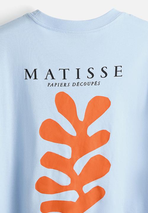 H&M - Loose fit printed T-shirt - light blue/apoh