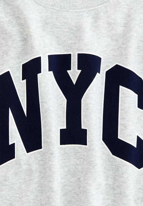 H&M - Motif-detail sweatshirt - light grey marl/nyc