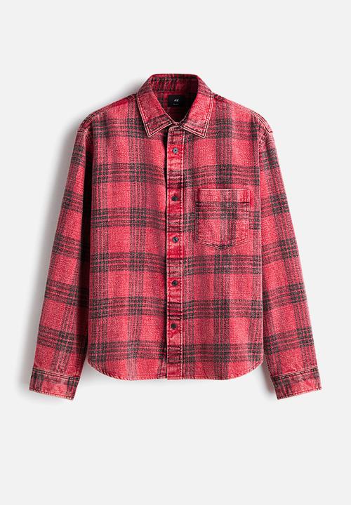 H&M - Relaxed fit cotton shirt - red/checked