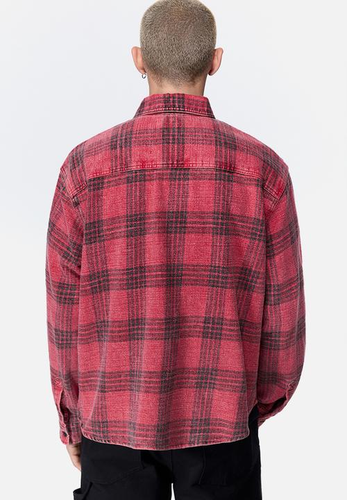 H&M - Relaxed fit cotton shirt - red/checked