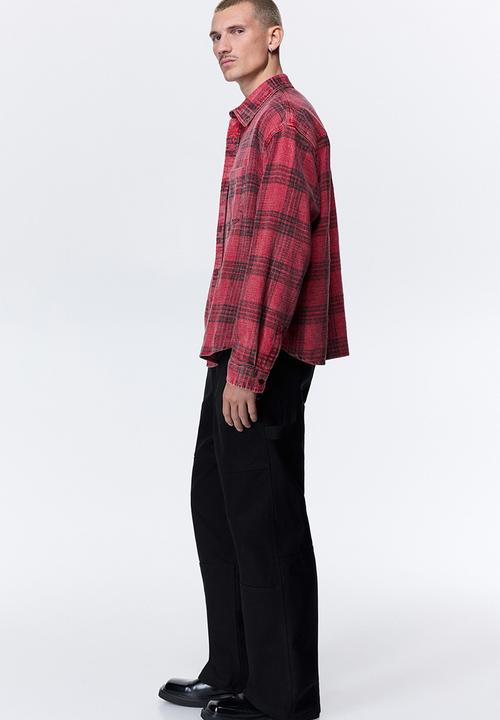 H&M - Relaxed fit cotton shirt - red/checked