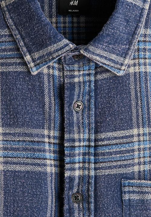 H&M - Relaxed fit cotton shirt - blue/checked