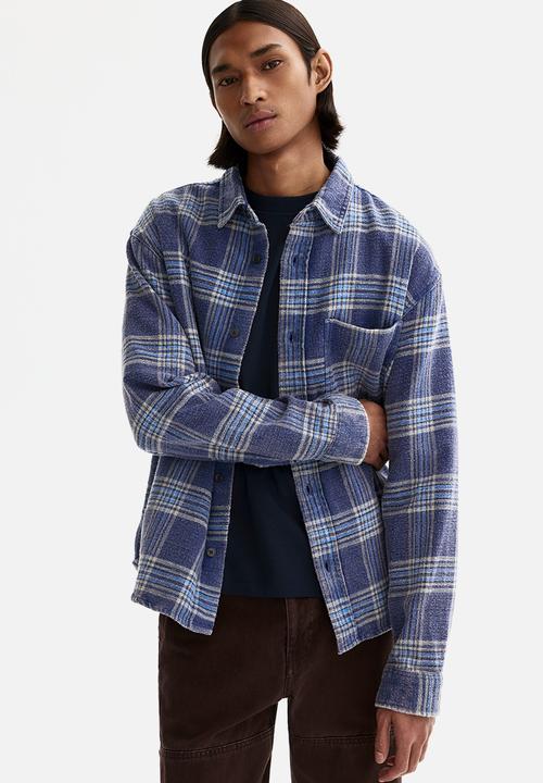 H&M - Relaxed fit cotton shirt - blue/checked