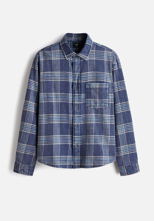 H&M - Relaxed fit cotton shirt - blue/checked