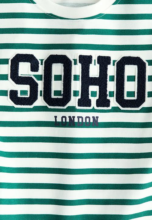 H&M - Motif-detail long-sleeved t-shirt - dark green/soho