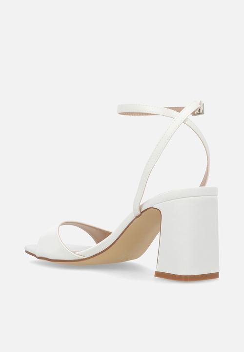 Be Mine - Cora open toe block heel ankle strap - ivory satin