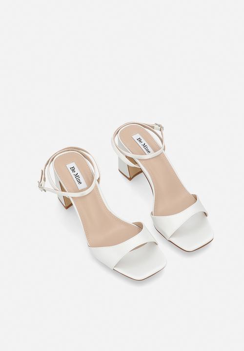 Be Mine - Cora open toe block heel ankle strap - ivory satin