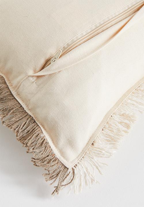 Sixth Floor - Woven Double Fringed Cushion Cover - Mocca