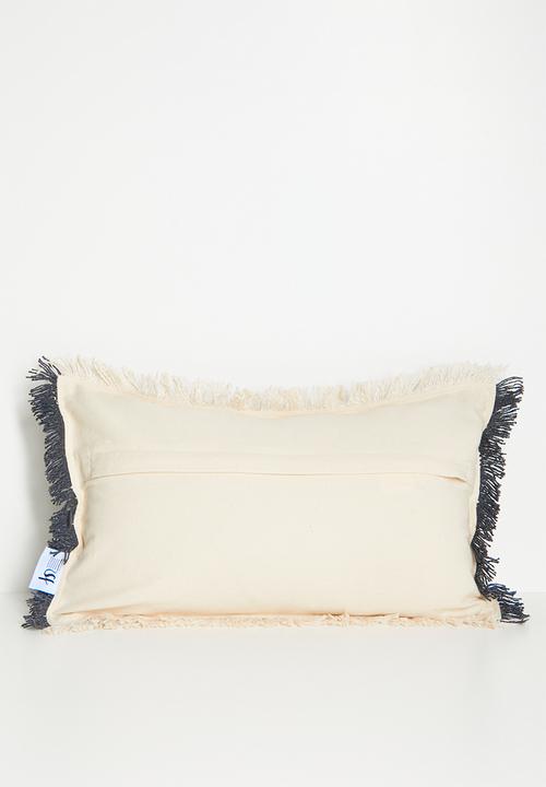 Sixth Floor - Woven Double Fringed Cushion Cover - blue