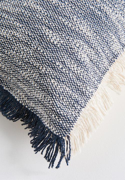 Sixth Floor - Woven Double Fringed Cushion Cover - blue