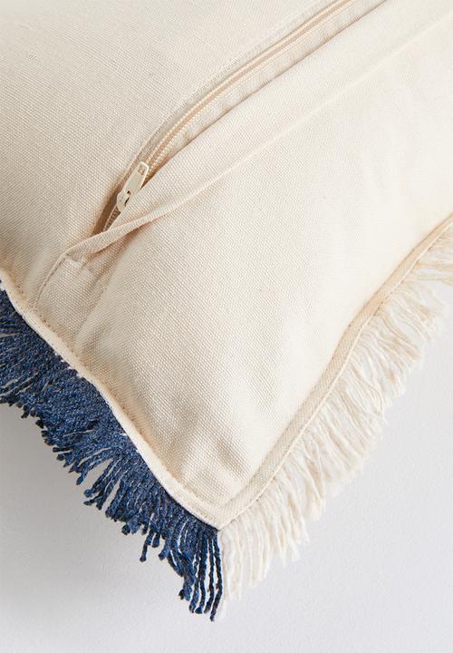 Sixth Floor - Woven Double Fringed Cushion Cover - blue