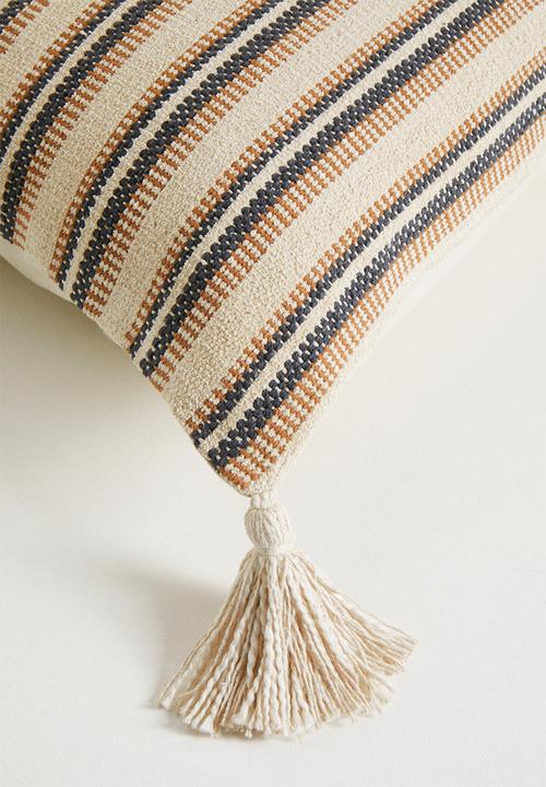 Sixth Floor - Cotton Woven Striped Cushion Rust & Grey