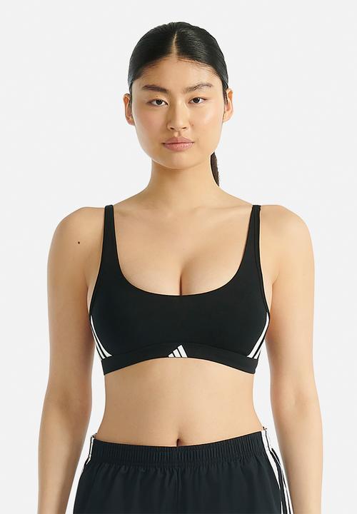 adidas Performance - 3 Stripes scoop bralette with removable cookies - black